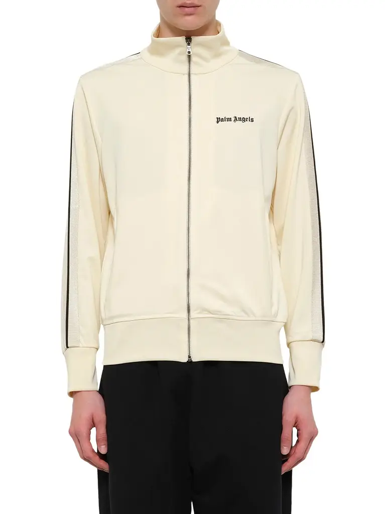 Palm Angels Classic Logo Track Top in Ivory/black