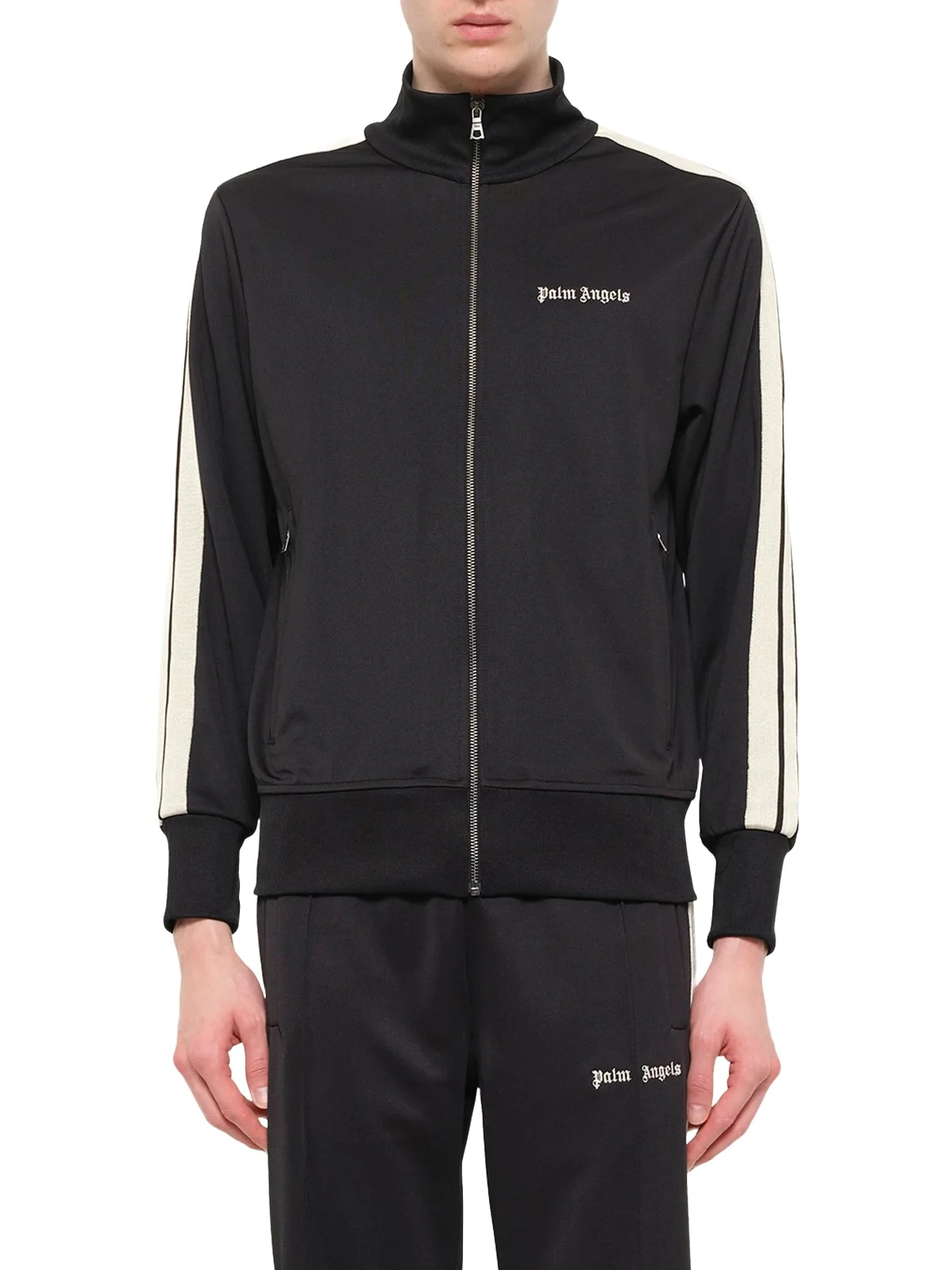 Palm Angels Classic Logo Track Top in Black/off White
