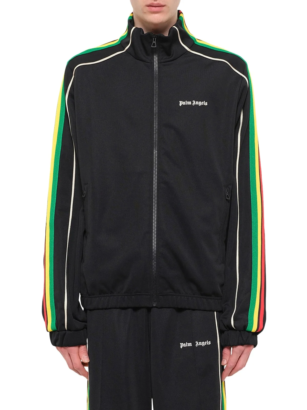 Palm Angels J Classic Logo Vint Track Top in Black/off White