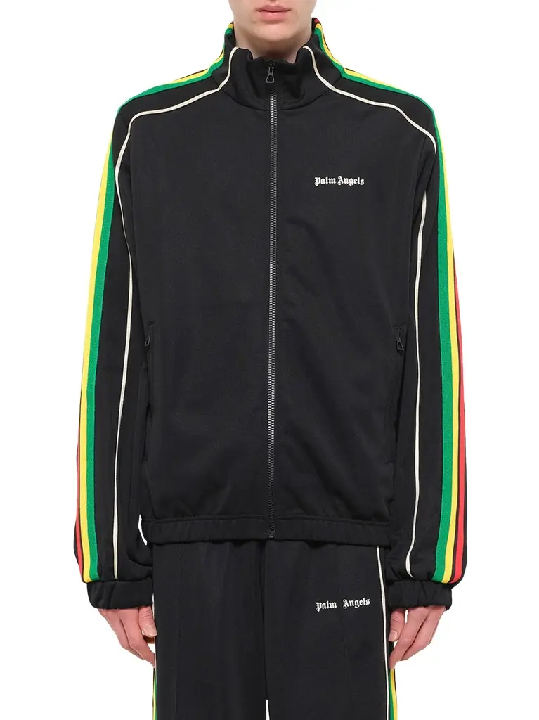 Palm Angels J Classic Logo Vint Track Top in Black/off White
