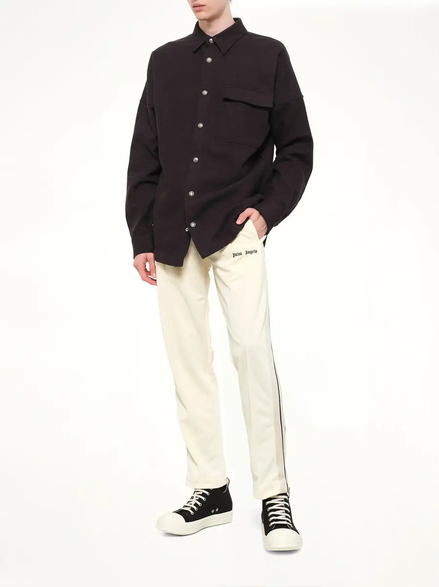 Palm Angels Classic Logo Track Pants in Ivory/black | Thumbnail 4