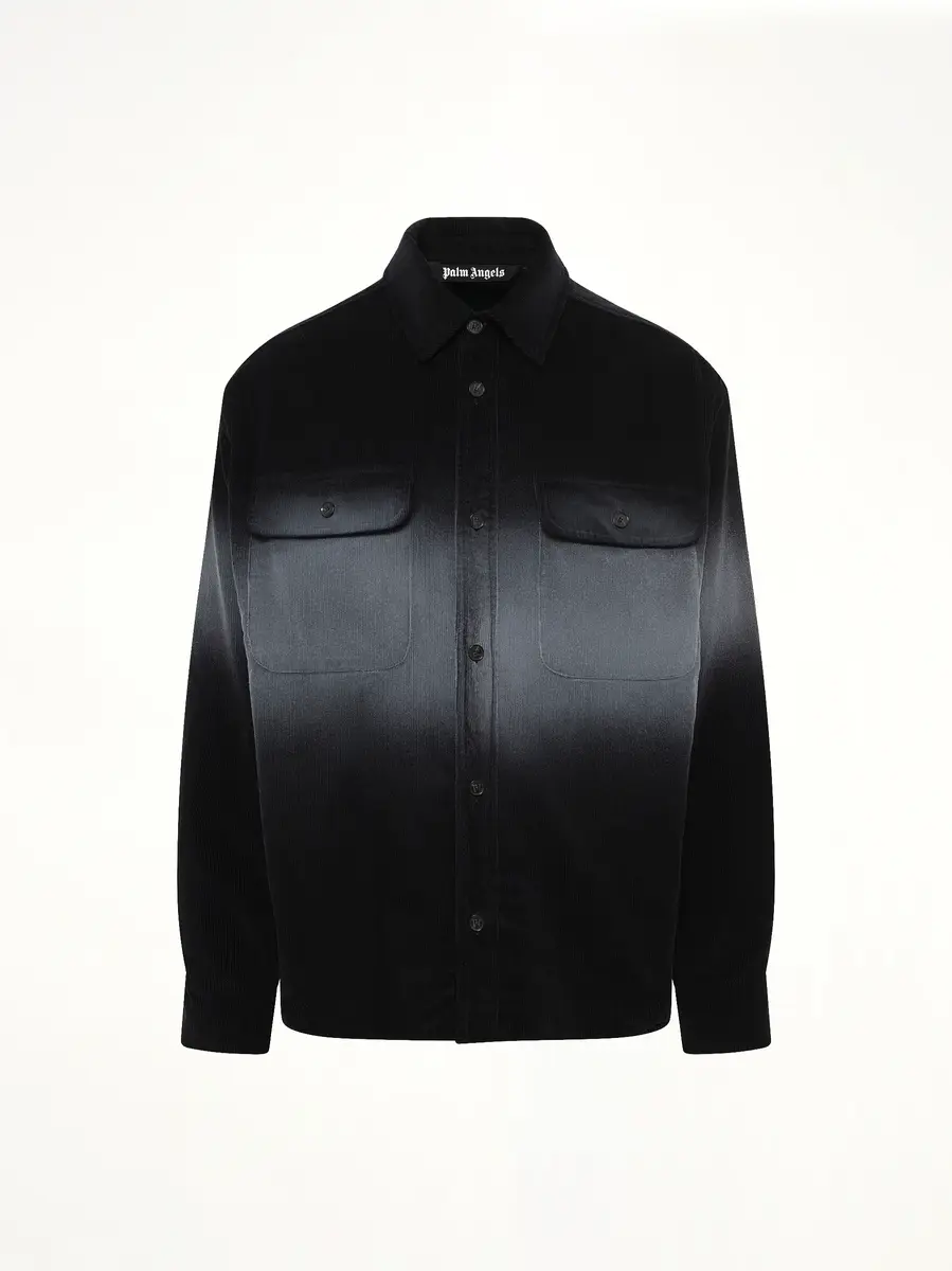 Palm Angels Faded Effect Classic Logo Loose Overshirt in Black/off White | Thumbnail 2 Palm Angels Faded Effect Classic Logo Loose Overshirt in Black/off White | Thumbnail 2