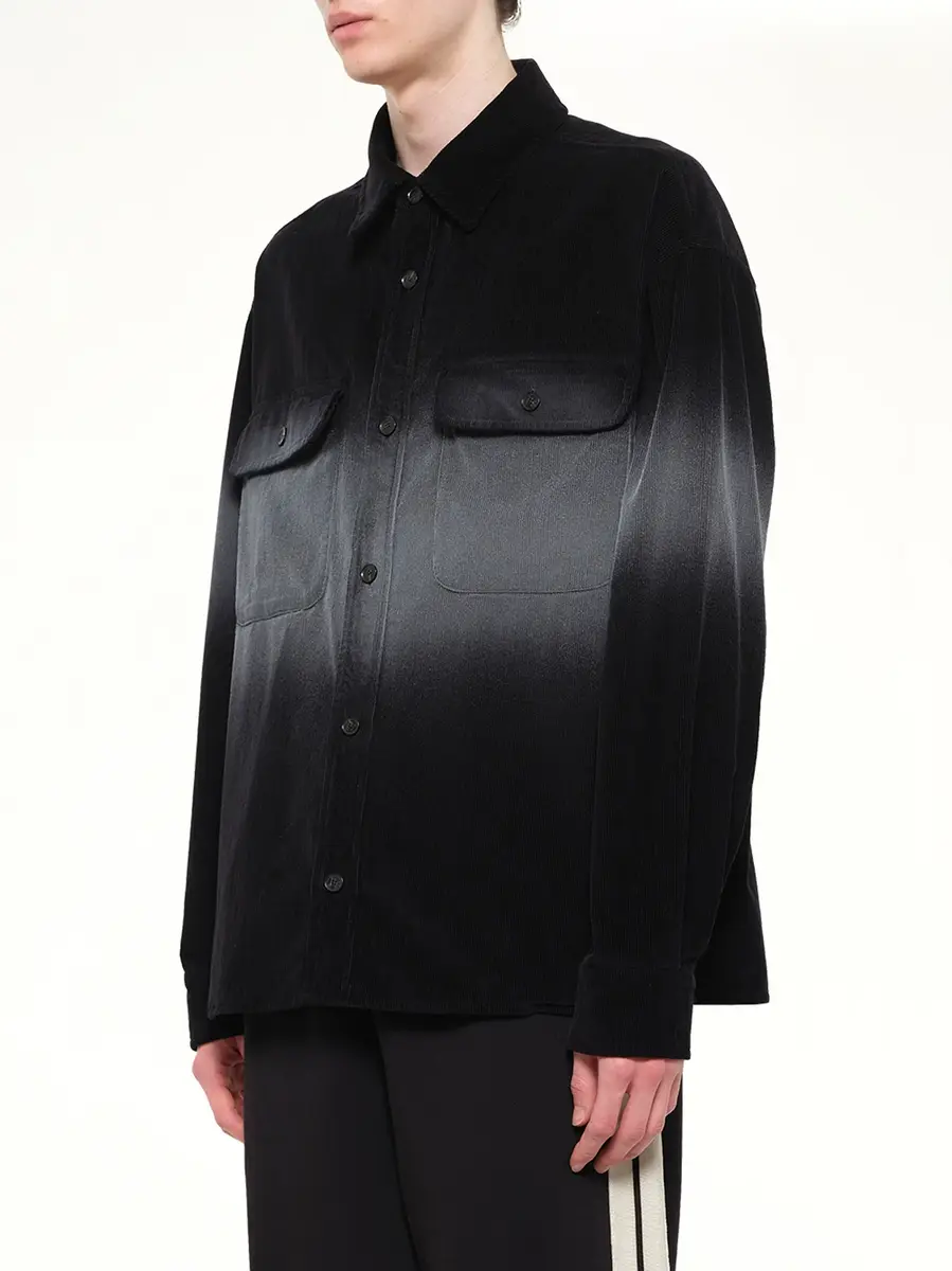Palm Angels Faded Effect Classic Logo Loose Overshirt in Black/off White | Thumbnail 3 Palm Angels Faded Effect Classic Logo Loose Overshirt in Black/off White | Thumbnail 3