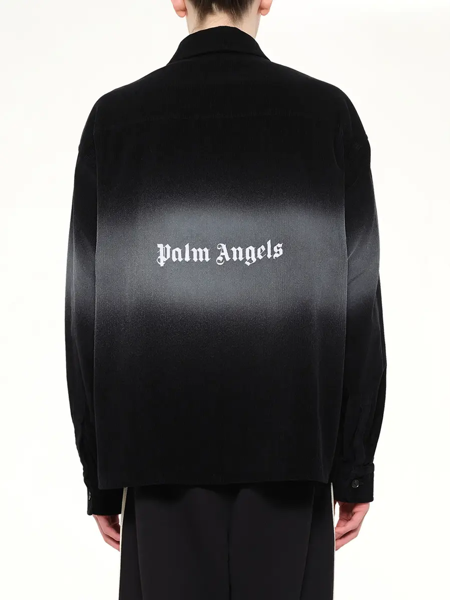Palm Angels Faded Effect Classic Logo Loose Overshirt in Black/off White | Thumbnail 5 Palm Angels Faded Effect Classic Logo Loose Overshirt in Black/off White | Thumbnail 5