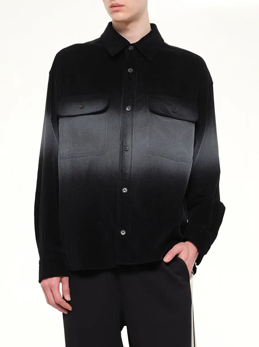 Palm Angels Faded Effect Classic Logo Loose Overshirt in Black/off White | Thumbnail 6 Palm Angels Faded Effect Classic Logo Loose Overshirt in Black/off White | Thumbnail 6