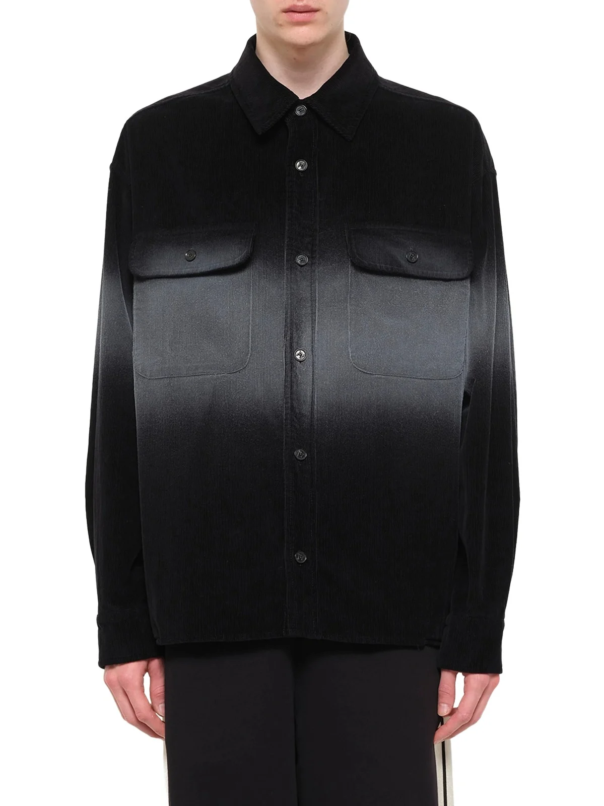 Palm Angels Faded Effect Classic Logo Loose Overshirt in Black/off White