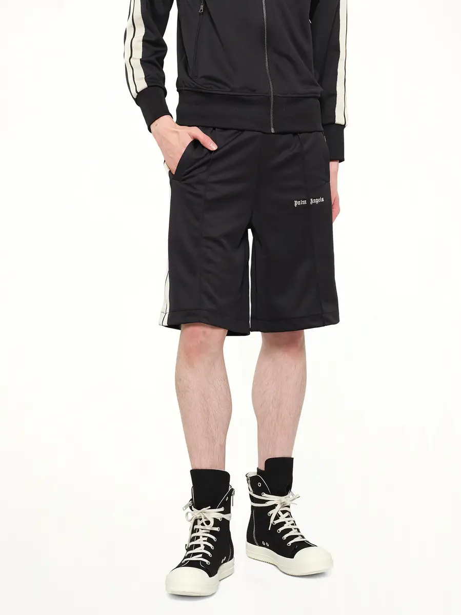 Palm Angels Classic Logo Track Shorts in Black/off White | Thumbnail 6 Palm Angels Classic Logo Track Shorts in Black/off White | Thumbnail 6