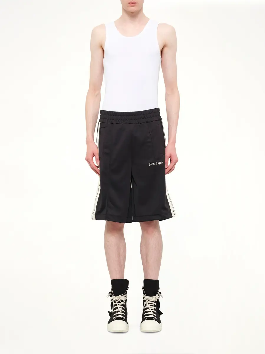 Palm Angels Classic Logo Track Shorts in Black/off White | Thumbnail 7 Palm Angels Classic Logo Track Shorts in Black/off White | Thumbnail 7