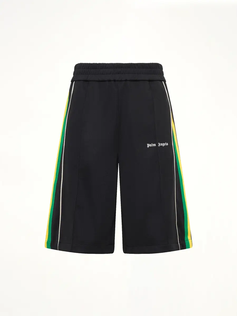 Palm Angels J Classic Logo Vint Track Shorts in Black/off White | Thumbnail 2 Palm Angels J Classic Logo Vint Track Shorts in Black/off White | Thumbnail 2