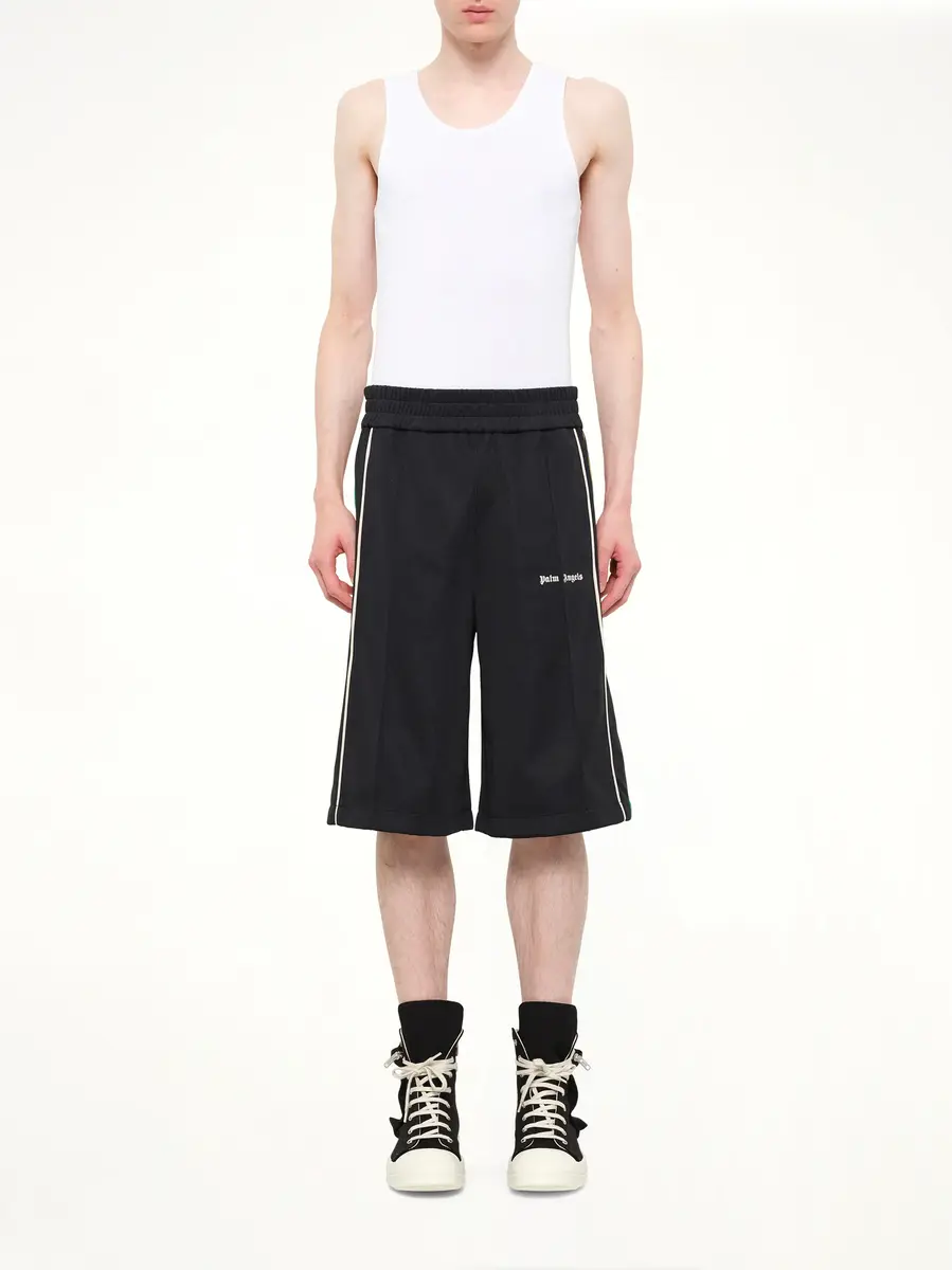 Palm Angels J Classic Logo Vint Track Shorts in Black/off White | Thumbnail 7 Palm Angels J Classic Logo Vint Track Shorts in Black/off White | Thumbnail 7