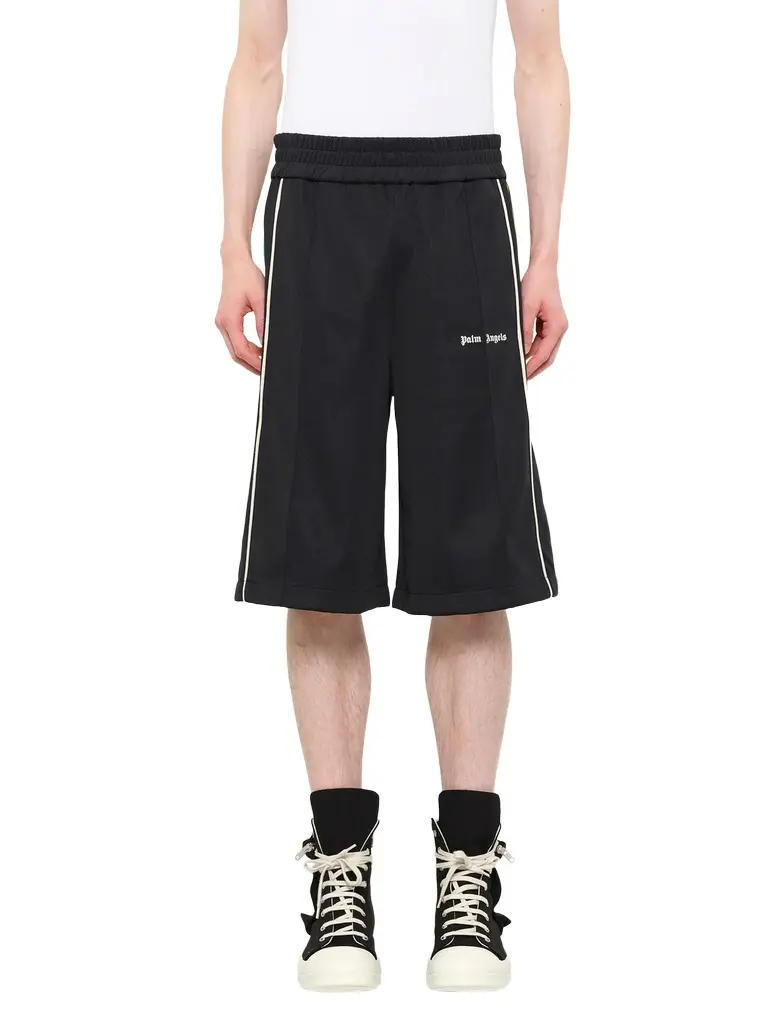 Palm Angels J Classic Logo Vint Track Shorts in Black/off White