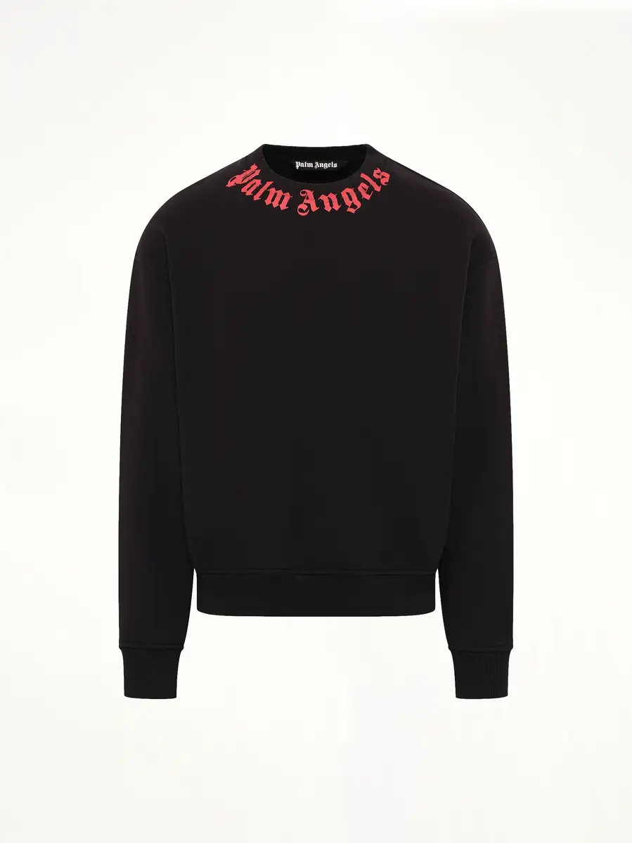 Palm Angels Neck Logo Regular Sweatshirt in Black/red | Thumbnail 2 Palm Angels Neck Logo Regular Sweatshirt in Black/red | Thumbnail 2