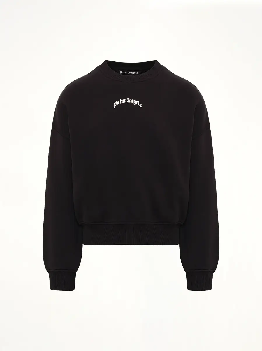 Palm Angels Back Curved Logo Loose Sweatshirt in Black/off White | Thumbnail 2