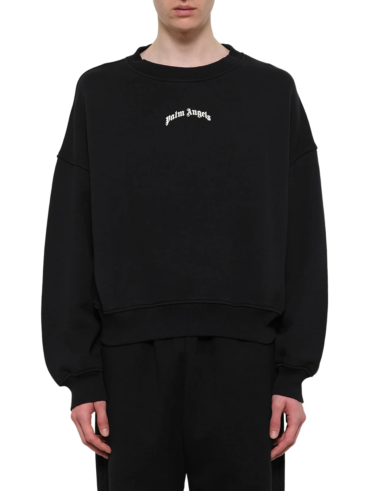 Back Curved Logo Loose Sweatshirt in Black/off White