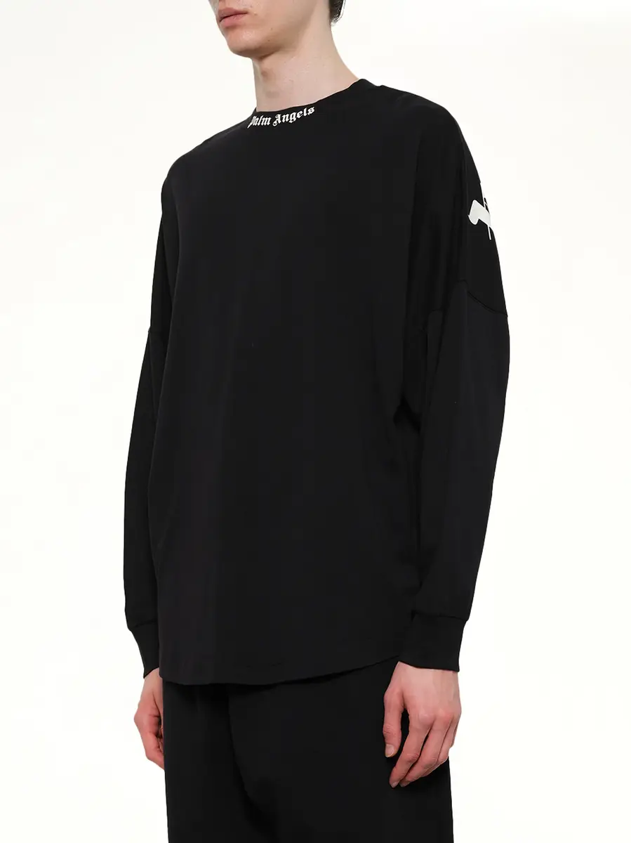 Palm Angels Classic Logo Over T-shirt L/s in Black/off White | Thumbnail 3 Palm Angels Classic Logo Over T-shirt L/s in Black/off White | Thumbnail 3