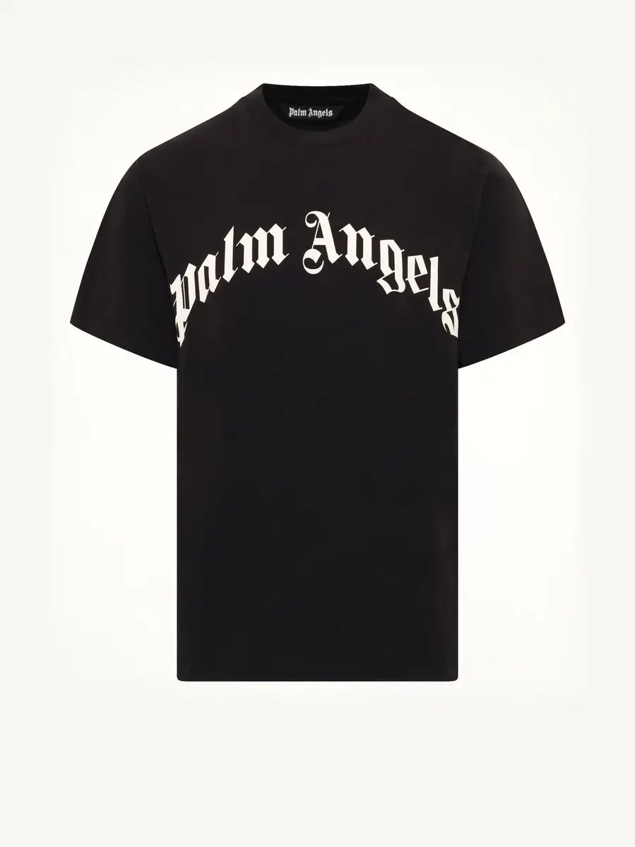 Palm Angels Curved Logo Regular T-shirt in Black/off White | Thumbnail 2