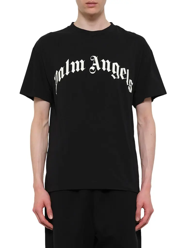Curved Logo Regular T-shirt in Black/off White Curved Logo Regular T-shirt in Black/off White