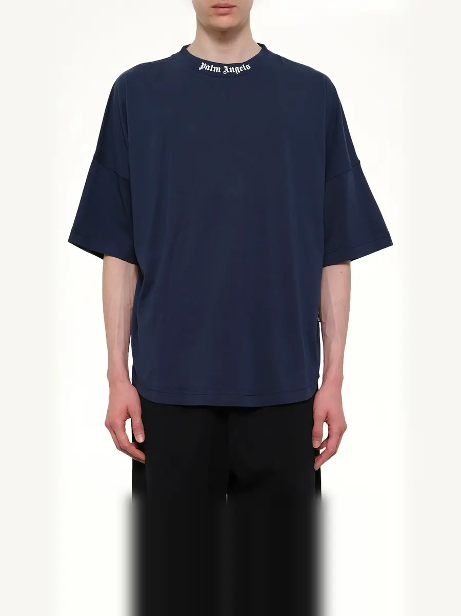 Palm Angels Classic Logo Over T-shirt in Navy Blue | Thumbnail 2