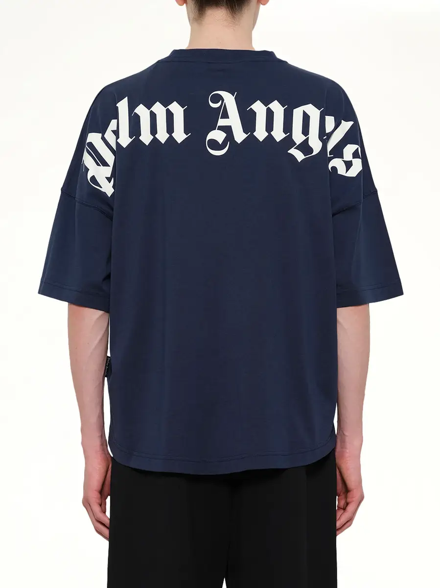 Palm Angels Classic Logo Over T-shirt in Navy Blue | Thumbnail 5
