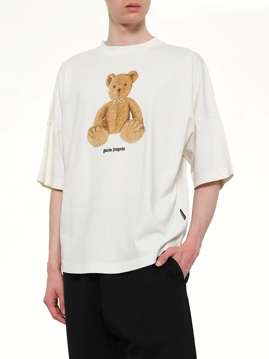 Palm Angels Bear Over T-shirt in Off White/brown | Thumbnail 6 Palm Angels Bear Over T-shirt in Off White/brown | Thumbnail 6