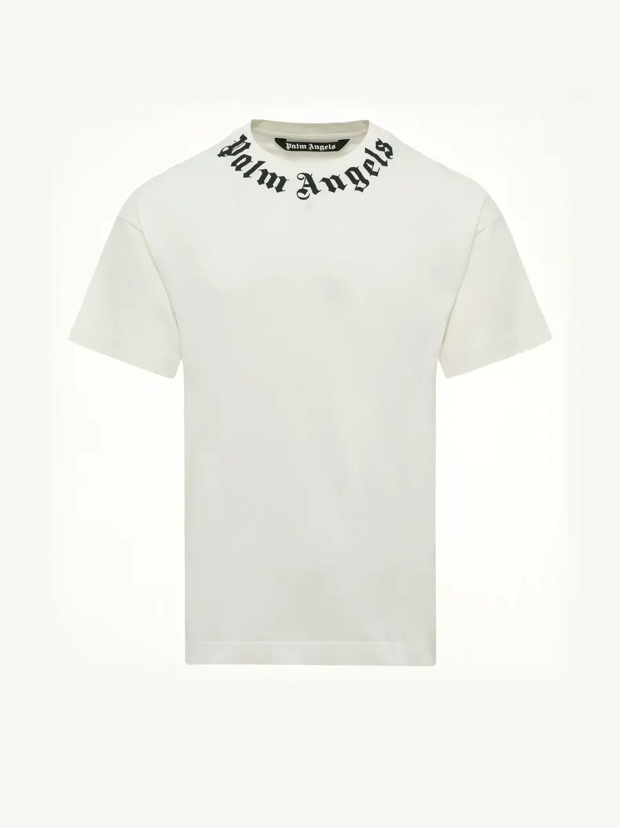 Palm Angels Neck Logo Regular T-shirt in Off White/black | Thumbnail 2 Palm Angels Neck Logo Regular T-shirt in Off White/black | Thumbnail 2