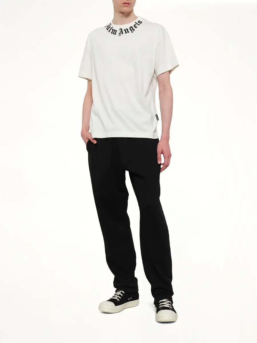 Palm Angels Neck Logo Regular T-shirt in Off White/black | Thumbnail 4 Palm Angels Neck Logo Regular T-shirt in Off White/black | Thumbnail 4