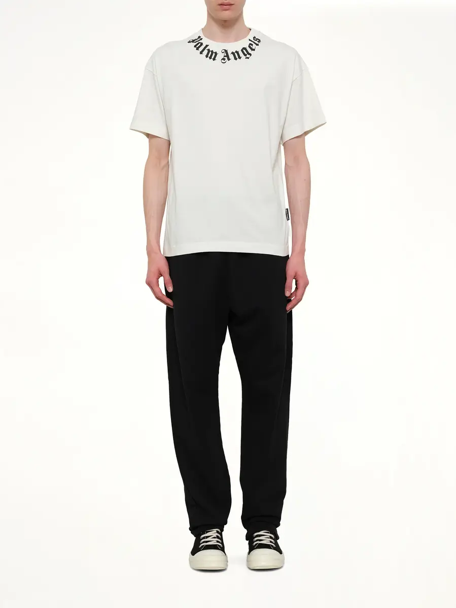 Palm Angels Neck Logo Regular T-shirt in Off White/black | Thumbnail 7 Palm Angels Neck Logo Regular T-shirt in Off White/black | Thumbnail 7