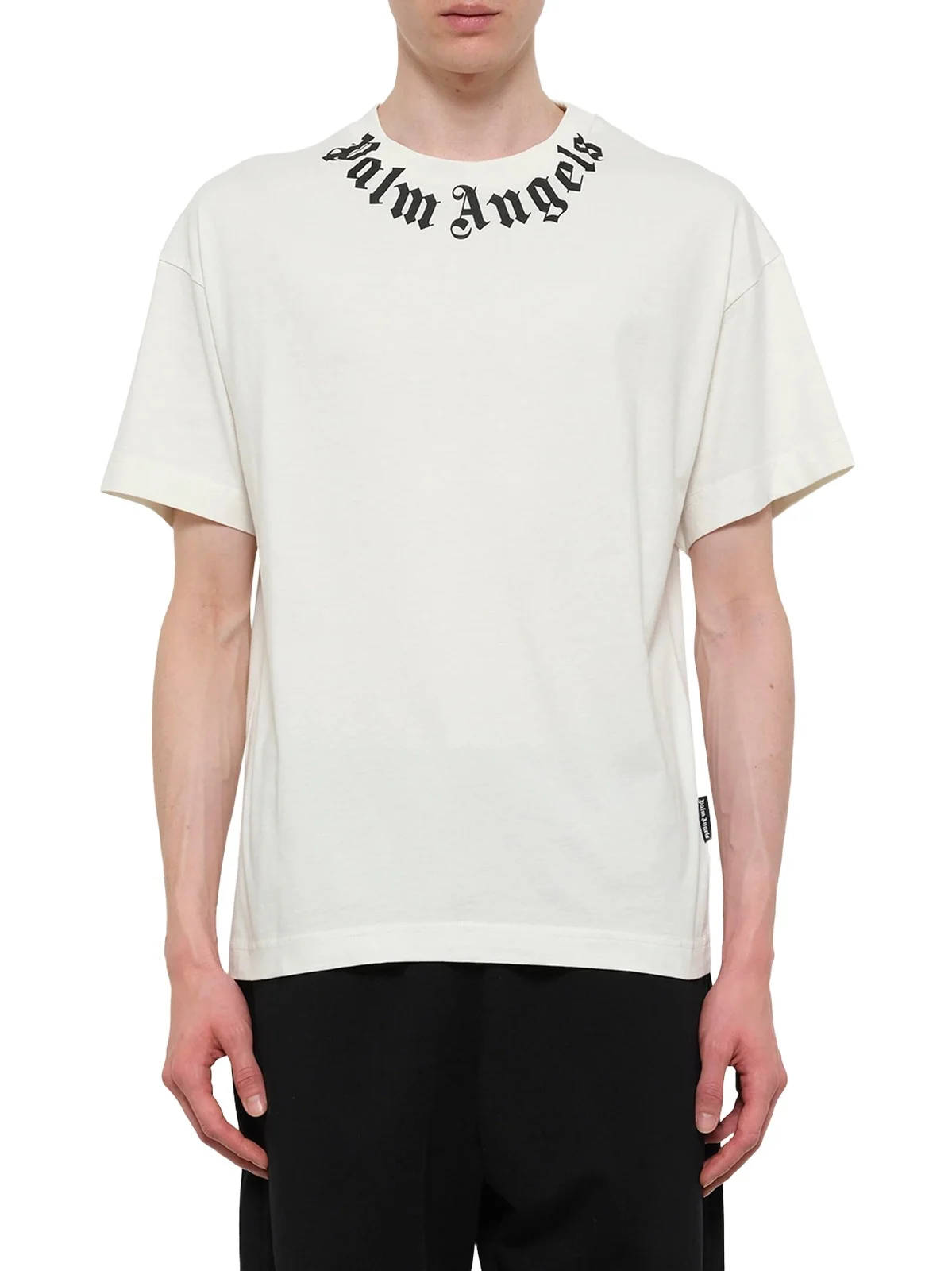 Neck Logo Regular T-shirt in Off White/black