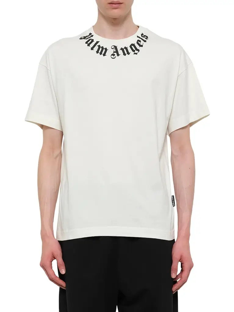 Neck Logo Regular T-shirt in Off White/black
