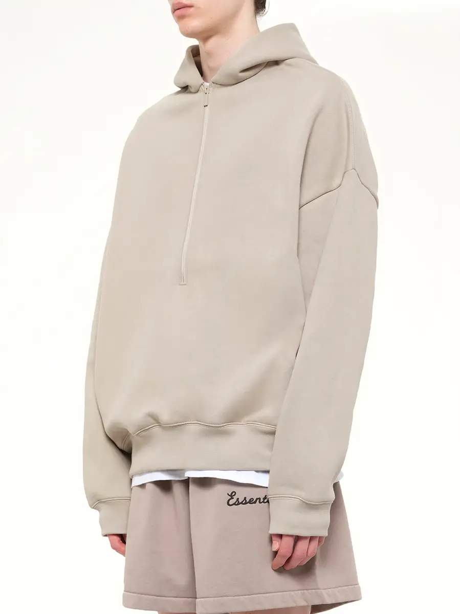 Fear of God Essentials Property Lounge Half Zip Hoodie in Seal | Thumbnail 3 Fear of God Essentials Property Lounge Half Zip Hoodie in Seal | Thumbnail 3