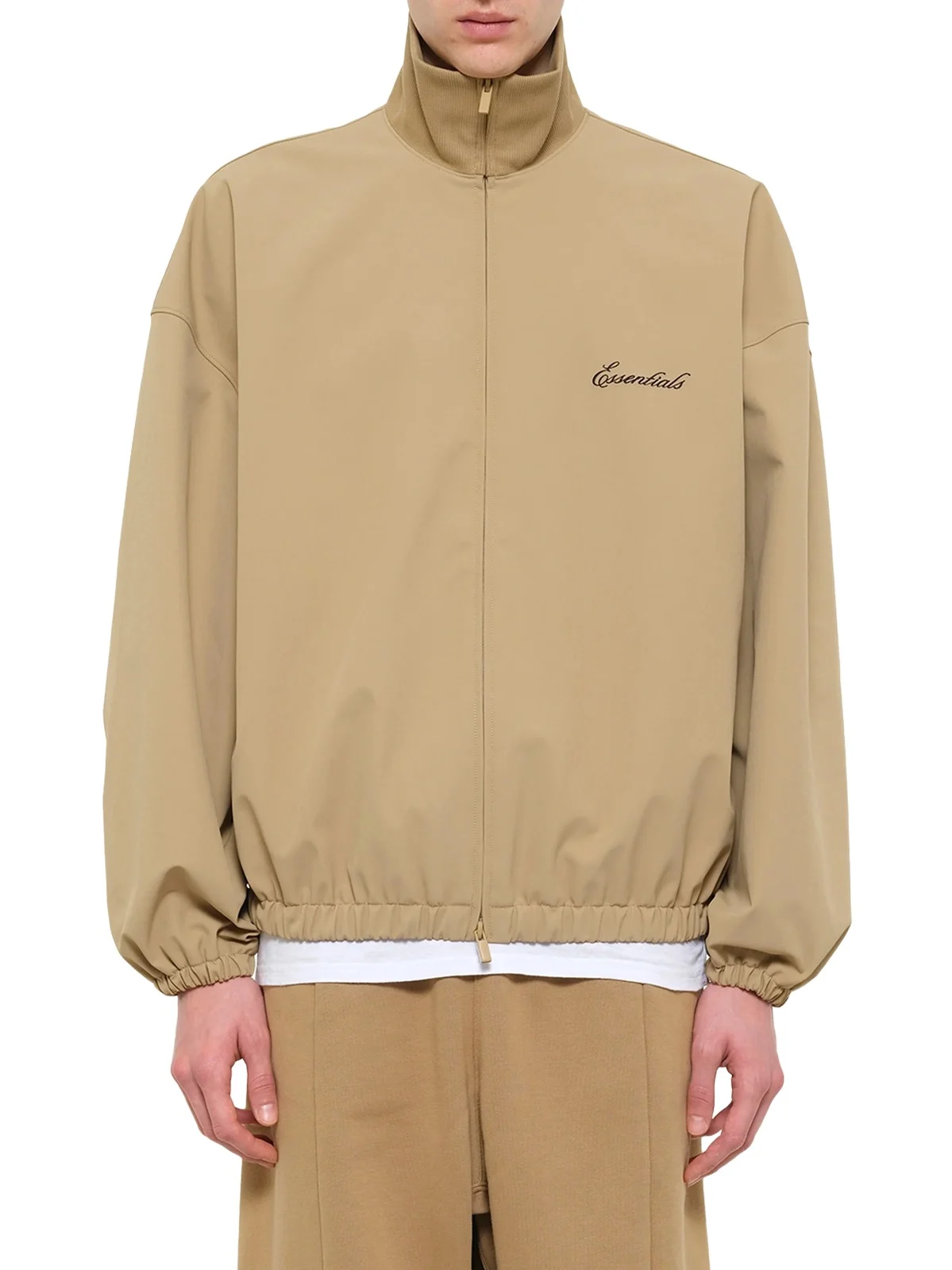 Fear of God Essentials Signature Full Zip Track Jacket in Dune