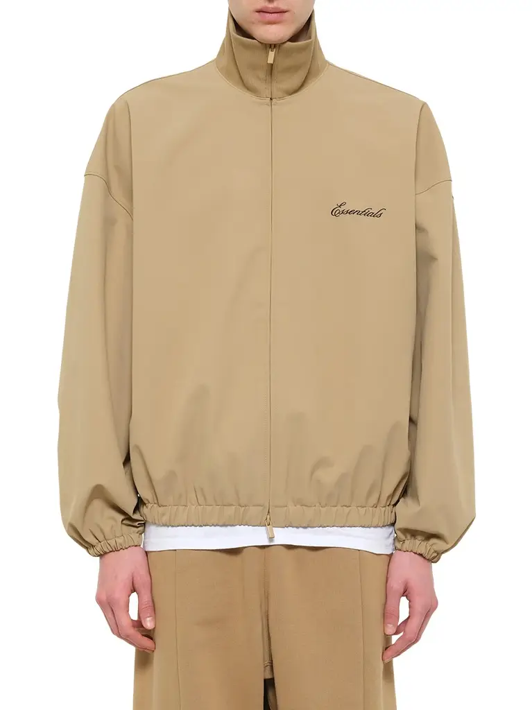 Fear of God Essentials Signature Full Zip Track Jacket in Dune