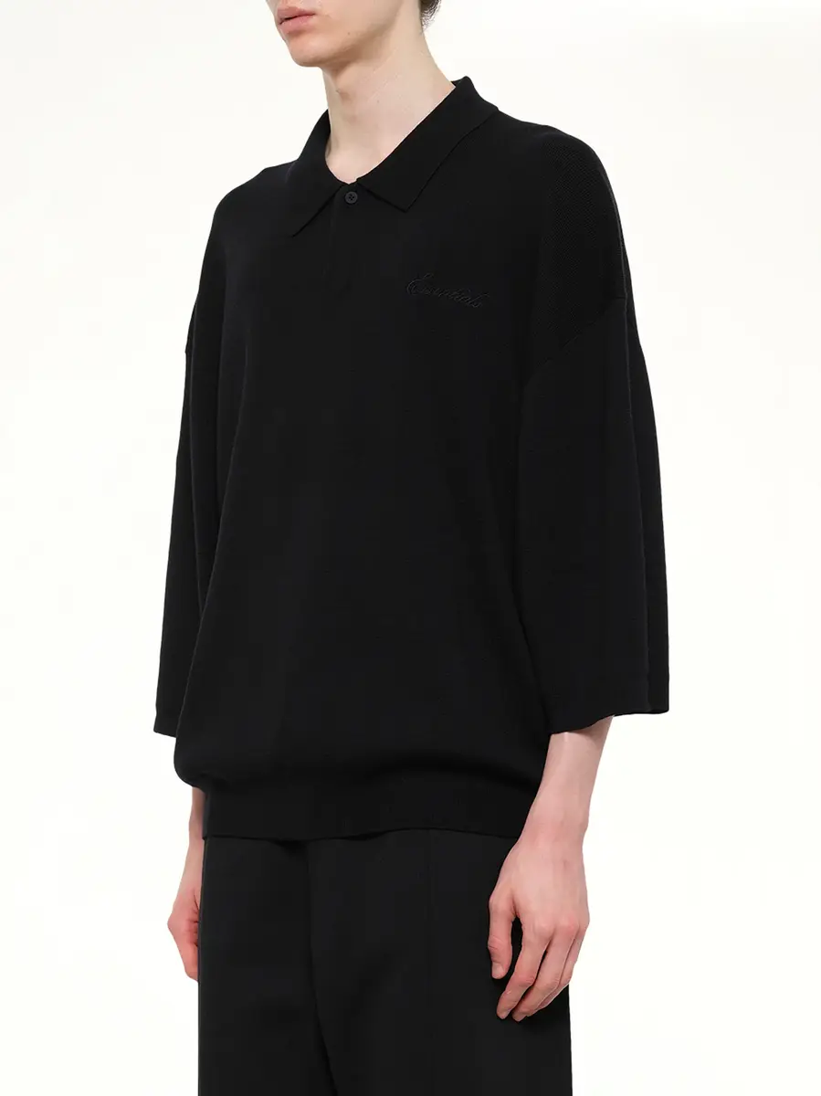 Fear of God Essentials Signature 3/4 Sleeve 90's Knit Polo in Vintage Black | Thumbnail 3 Fear of God Essentials Signature 3/4 Sleeve 90's Knit Polo in Vintage Black | Thumbnail 3