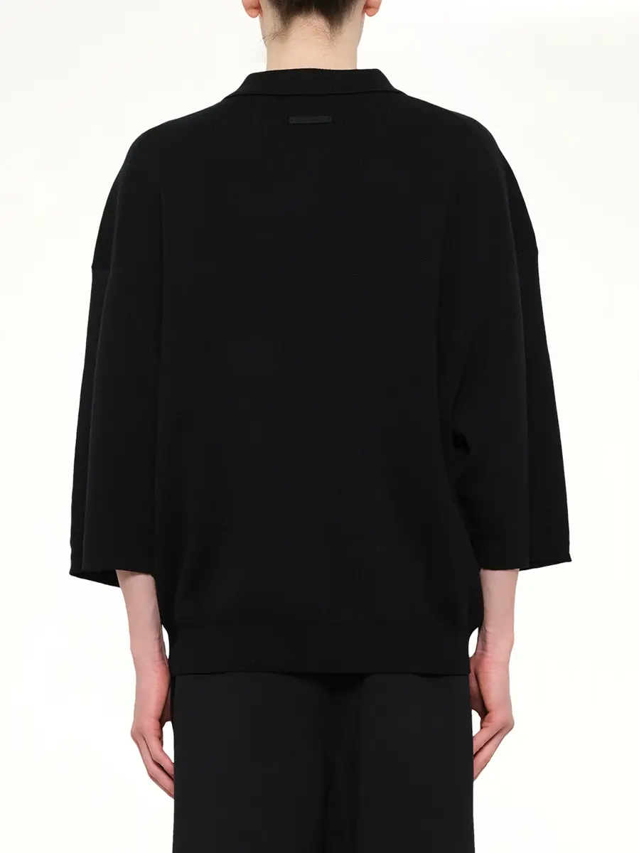 Fear of God Essentials Signature 3/4 Sleeve 90's Knit Polo in Vintage Black | Thumbnail 5 Fear of God Essentials Signature 3/4 Sleeve 90's Knit Polo in Vintage Black | Thumbnail 5
