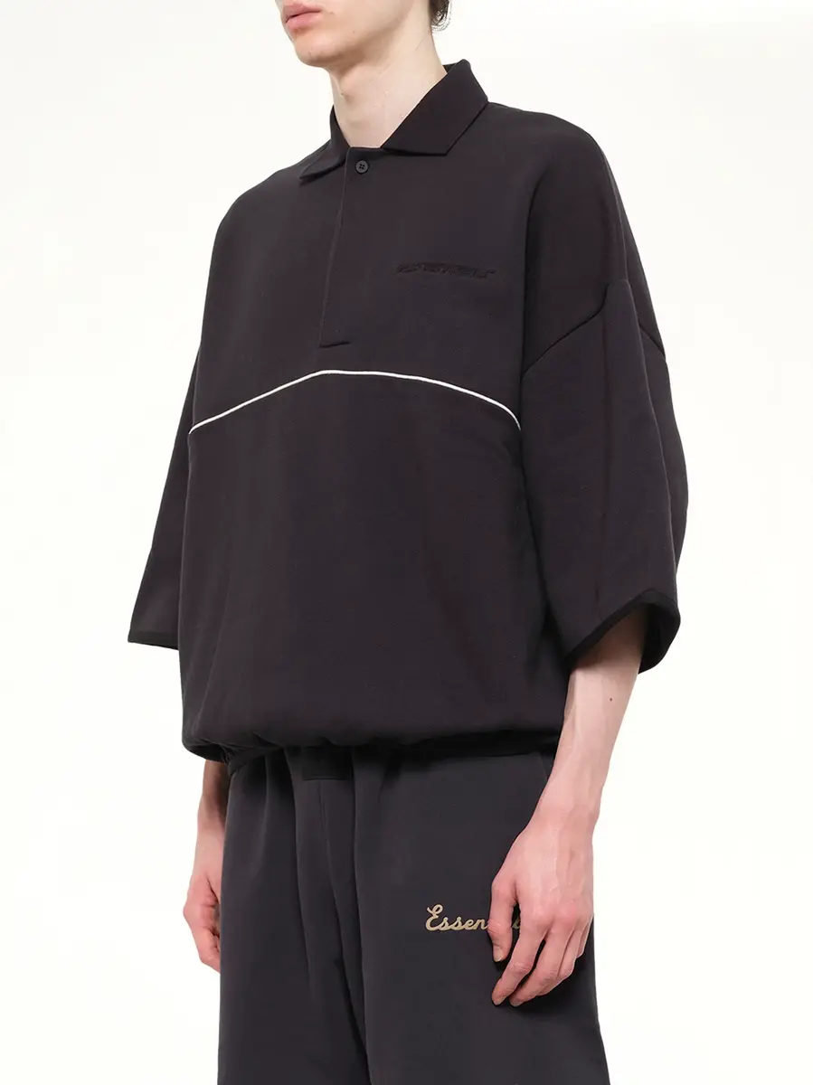 Fear of God Essentials Active Trace 3/4 Sleeve Polo Sweatshirt in Vintage Black | Thumbnail 3 Fear of God Essentials Active Trace 3/4 Sleeve Polo Sweatshirt in Vintage Black | Thumbnail 3