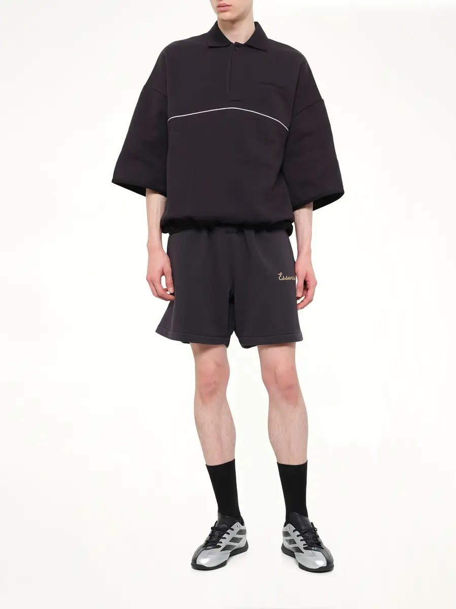 Fear of God Essentials Active Trace 3/4 Sleeve Polo Sweatshirt in Vintage Black | Thumbnail 4 Fear of God Essentials Active Trace 3/4 Sleeve Polo Sweatshirt in Vintage Black | Thumbnail 4
