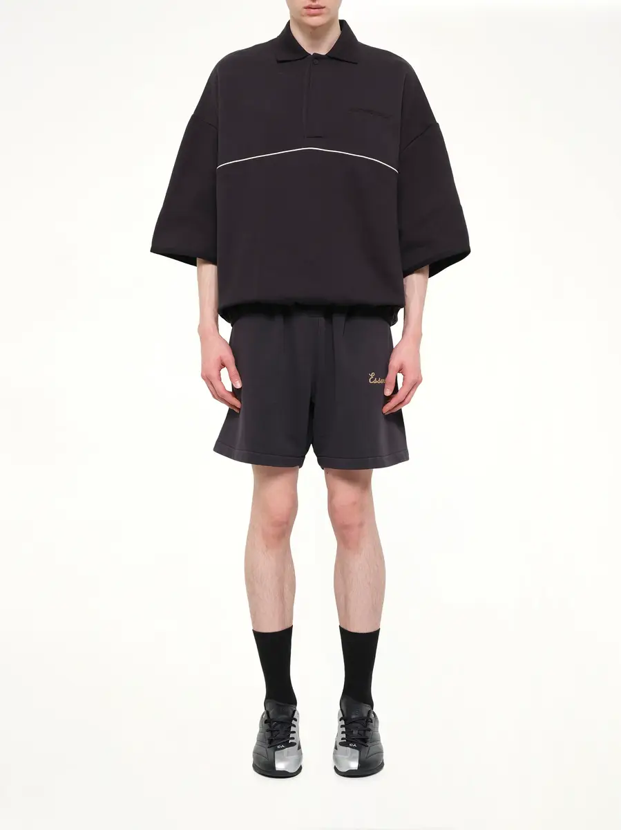 Fear of God Essentials Active Trace 3/4 Sleeve Polo Sweatshirt in Vintage Black | Thumbnail 7 Fear of God Essentials Active Trace 3/4 Sleeve Polo Sweatshirt in Vintage Black | Thumbnail 7