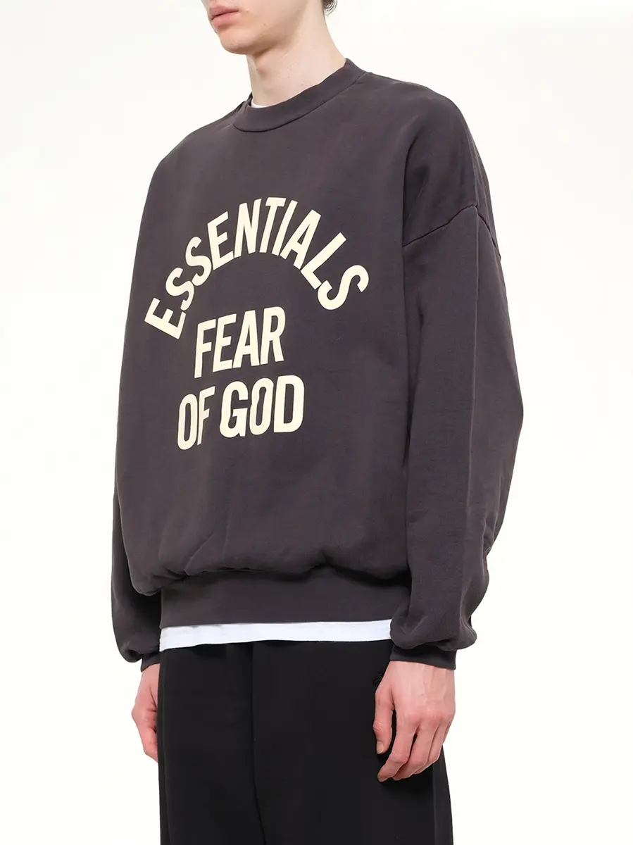 Fear of God Essentials Campus 90's Crewneck Sweatshirt in Faded Black | Thumbnail 3 Fear of God Essentials Campus 90's Crewneck Sweatshirt in Faded Black | Thumbnail 3