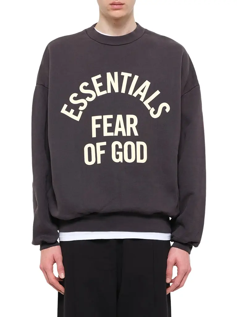 Fear of God Essentials Campus 90's Crewneck Sweatshirt in Faded Black