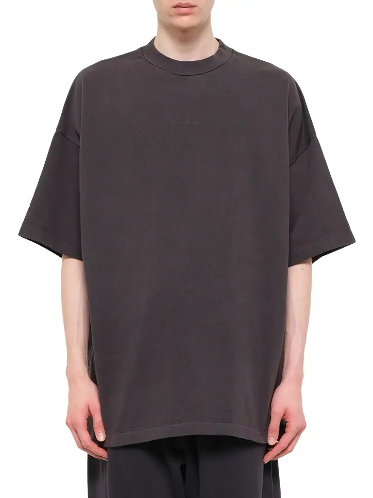 Fear of God Essentials Signature 90's Short Sleeve T-shirt in Faded Black