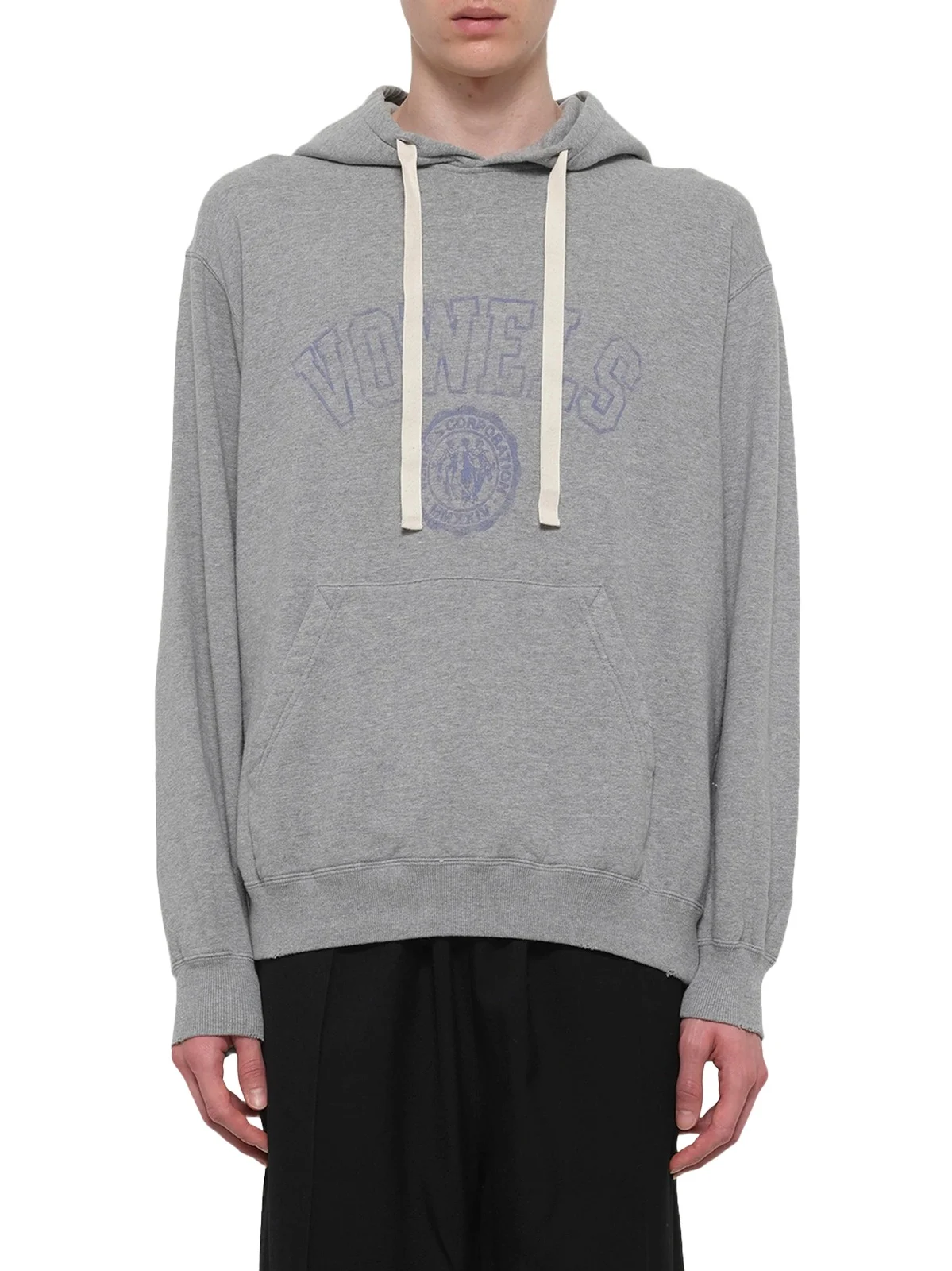 vowels Faded Collegiate Hoodie in Grey Heather