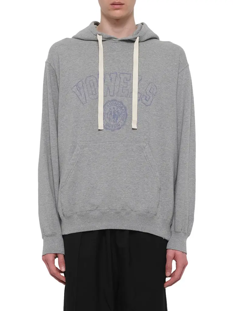 vowels Faded Collegiate Hoodie in Grey Heather