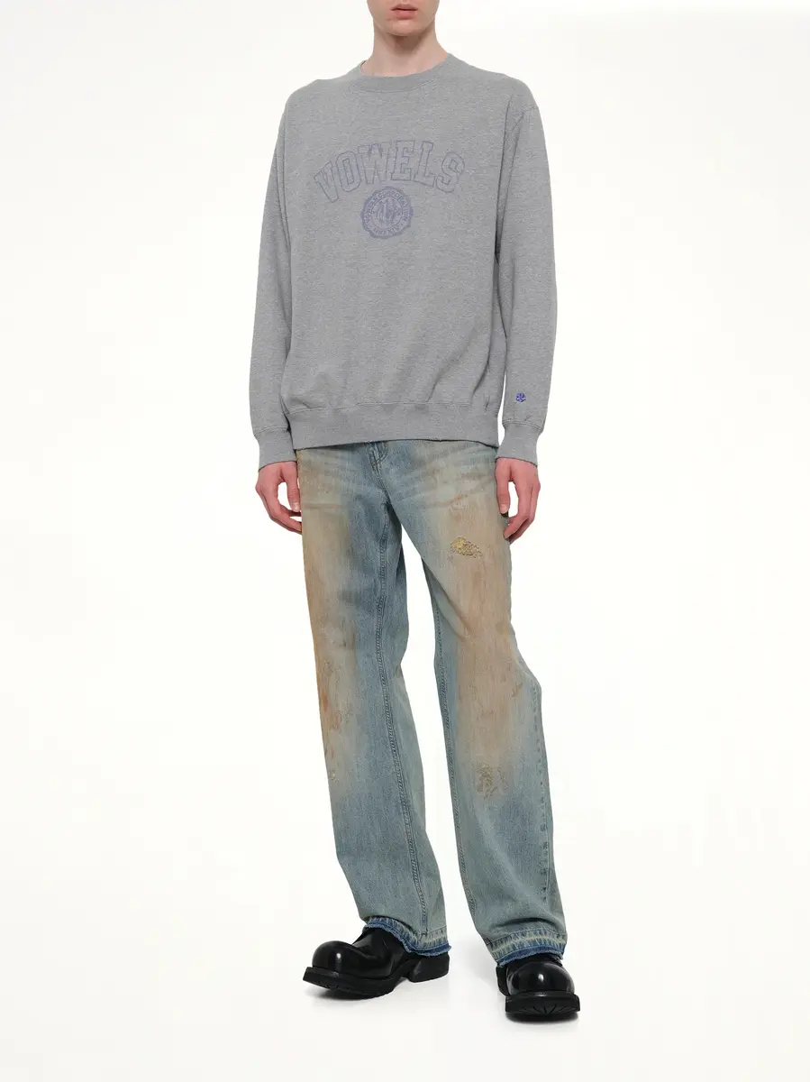 vowels Faded Collegiate Sweatshirt in Grey Heather | Thumbnail 4 vowels Faded Collegiate Sweatshirt in Grey Heather | Thumbnail 4
