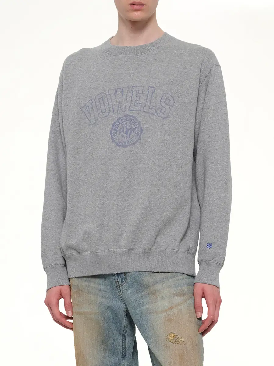 vowels Faded Collegiate Sweatshirt in Grey Heather | Thumbnail 6 vowels Faded Collegiate Sweatshirt in Grey Heather | Thumbnail 6