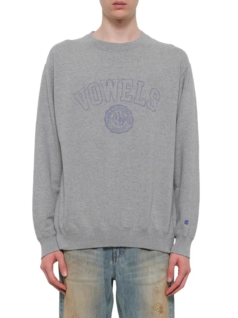 vowels Faded Collegiate Sweatshirt in Grey Heather