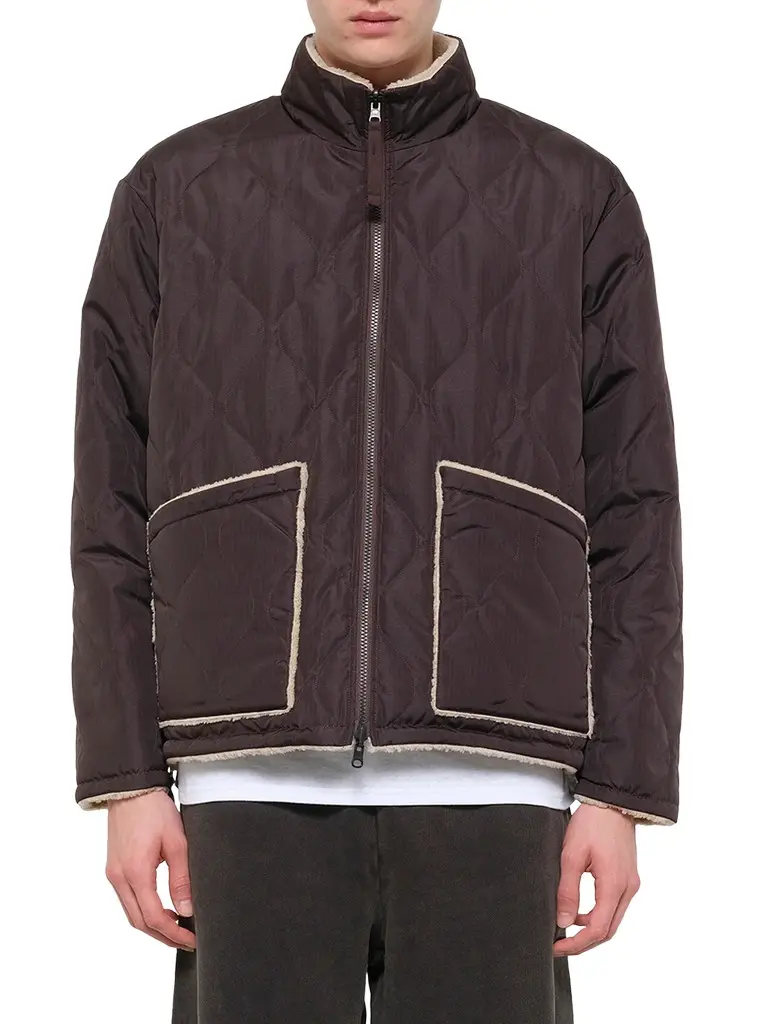 Military Reversible Down Boa Jacket in Dark Chocolate Military Reversible Down Boa Jacket in Dark Chocolate