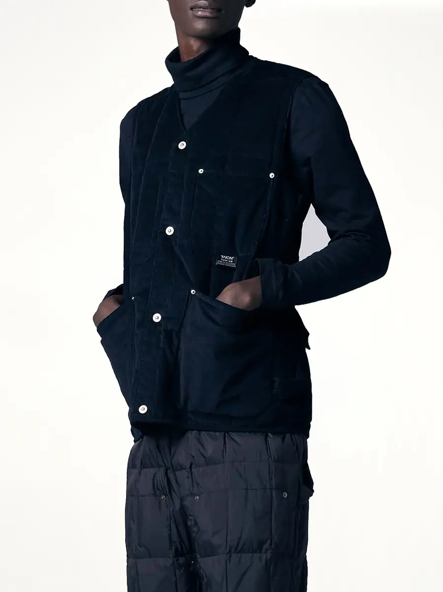 TAION Work V Neck Button Down Vest | Thumbnail 3 TAION Work V Neck Button Down Vest | Thumbnail 3