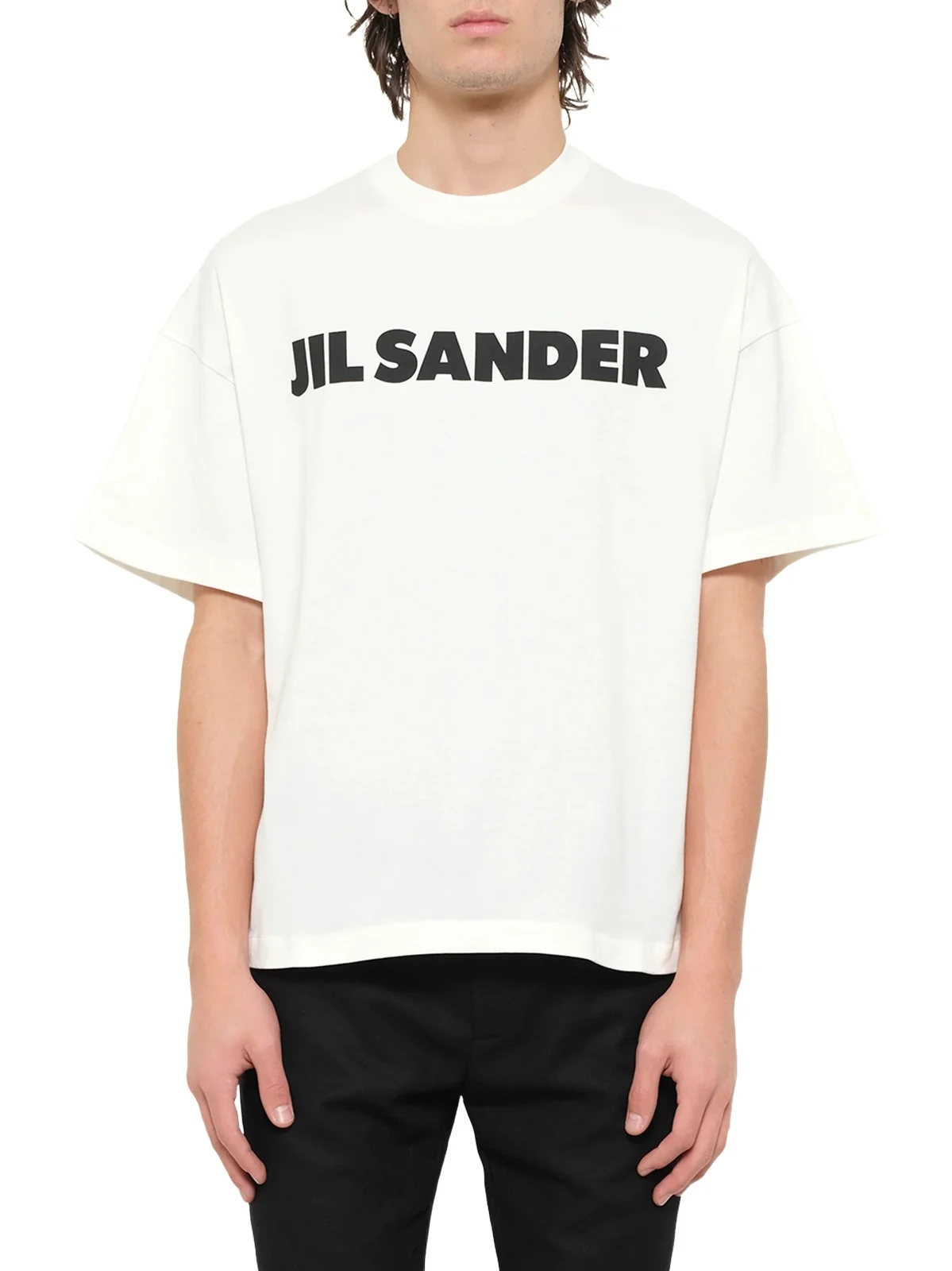Jil Sander Crewneck Logo T-shirt in Porcelain
