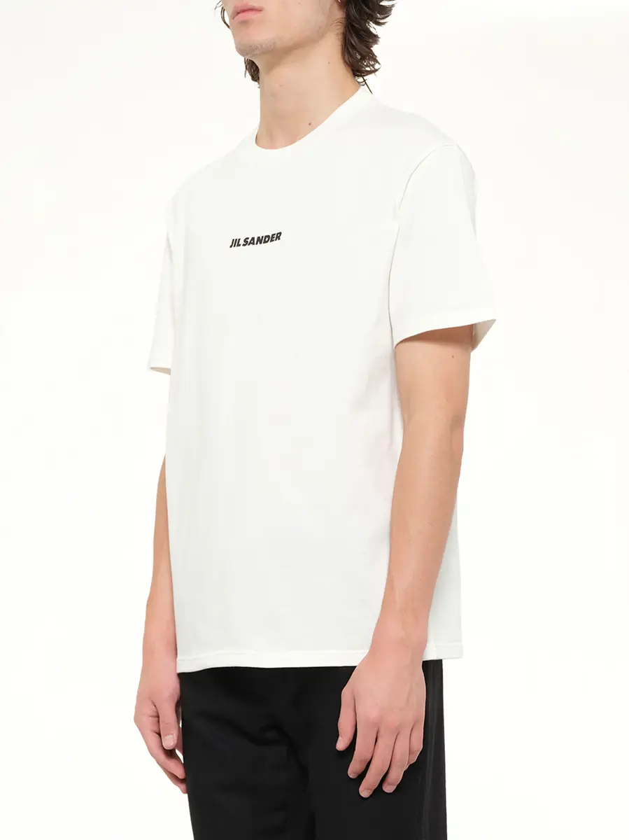 Jil Sander Crewneck Small Logo T-shirt in Porcelain | Thumbnail 3 Jil Sander Crewneck Small Logo T-shirt in Porcelain | Thumbnail 3