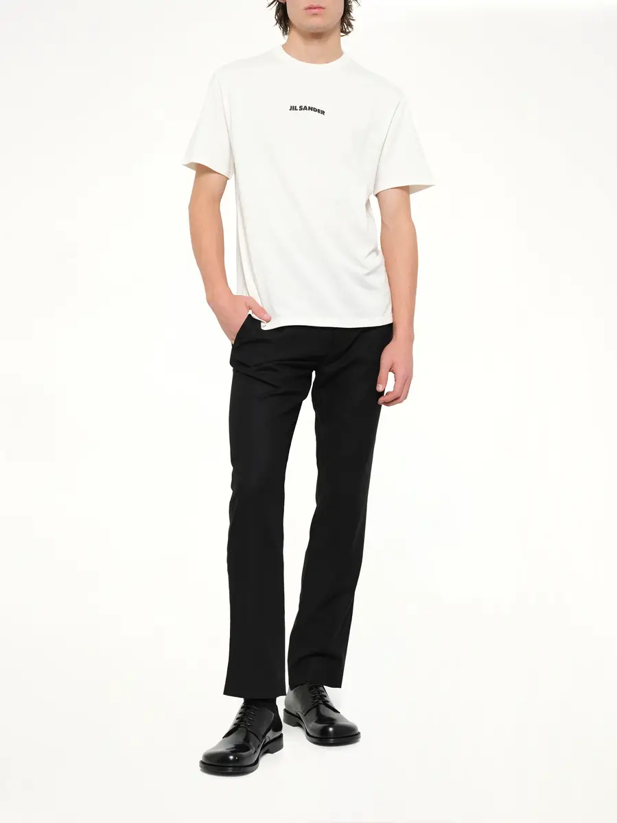 Jil Sander Crewneck Small Logo T-shirt in Porcelain | Thumbnail 4 Jil Sander Crewneck Small Logo T-shirt in Porcelain | Thumbnail 4